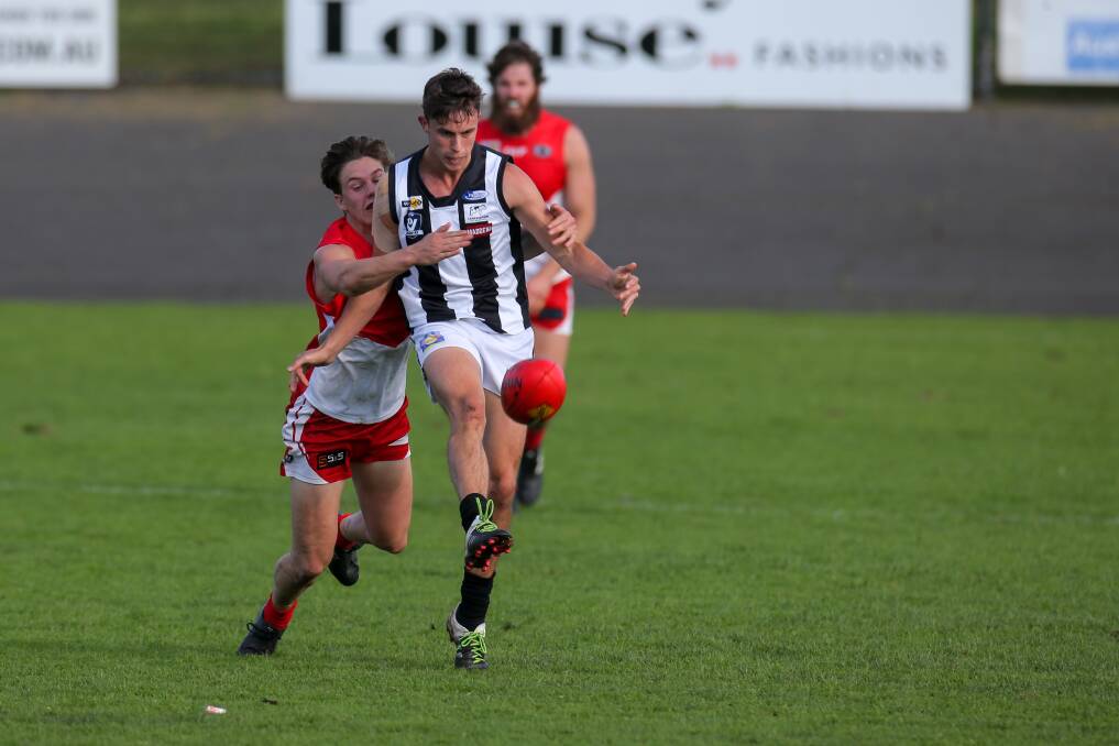 THE LAST WIN: Camperdown defender Charlie Bradshaw played in the Magpies' most recent win over Warrnambool in 2012. Picture: Rob Gunstone