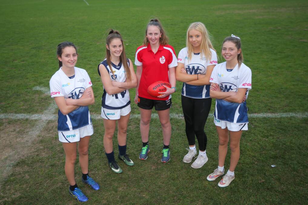 NEW ERA: Tilly O'Brien, Lucy Moloney, Caitlyn Smith, Charlotte Rees and Molly O'Brien will play in a curtain-raiser. Picture: Morgan Hancock