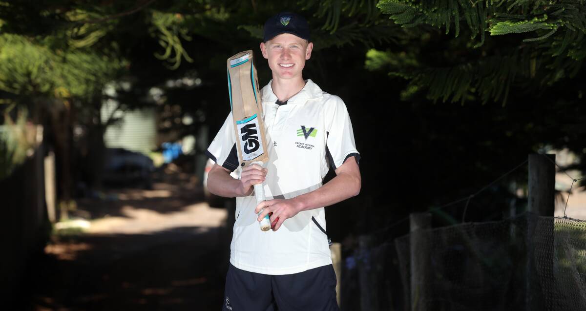 PATIENT: Dennington teenager Nick King made an unbeaten century on debut for Victoria Premier Cricket club Prahran's second XI. Picture: Damian White