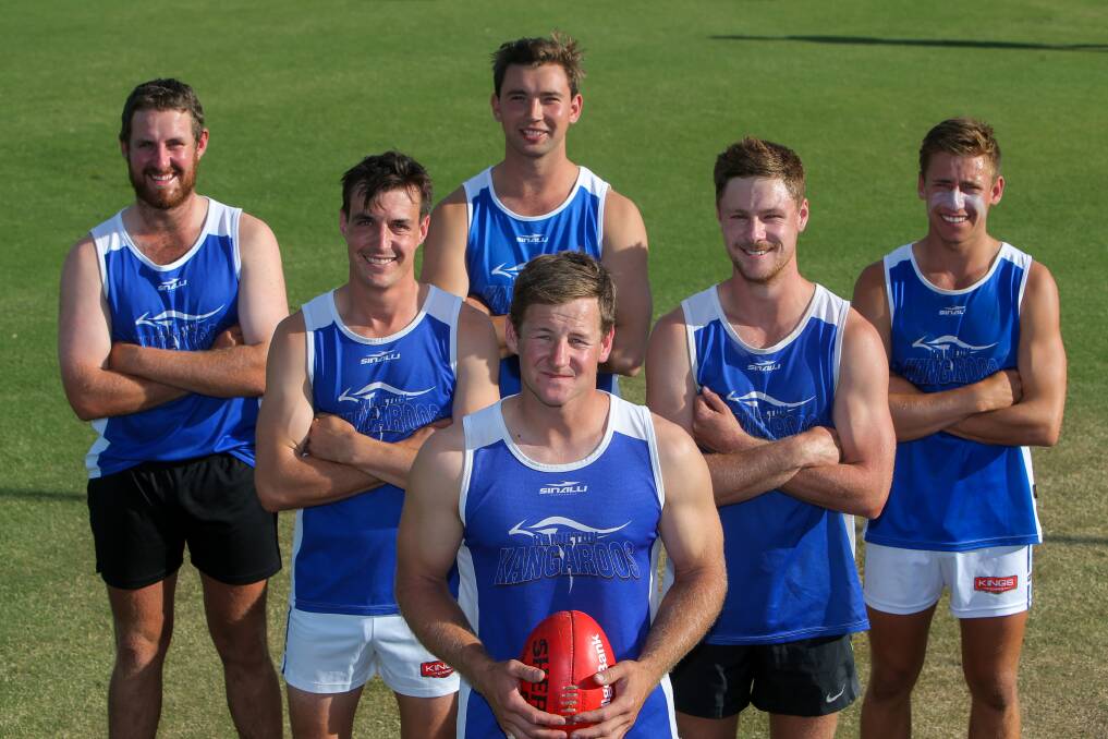 JUMP ON BOARD: Kangaroos captain Hamish Waldron (front) with leadership group (from left to right) Josh Meulendyks, Brady Hicks, Jack Hickey, Jarrod O'Brien and Tom Feely. Picture: Rob Gunstone