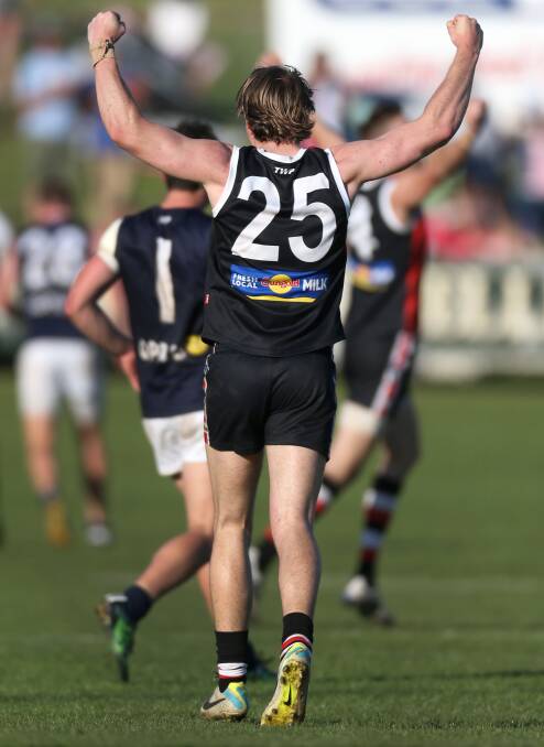 ELATION: Koroit forward Will Couch celebrates at the final siren.