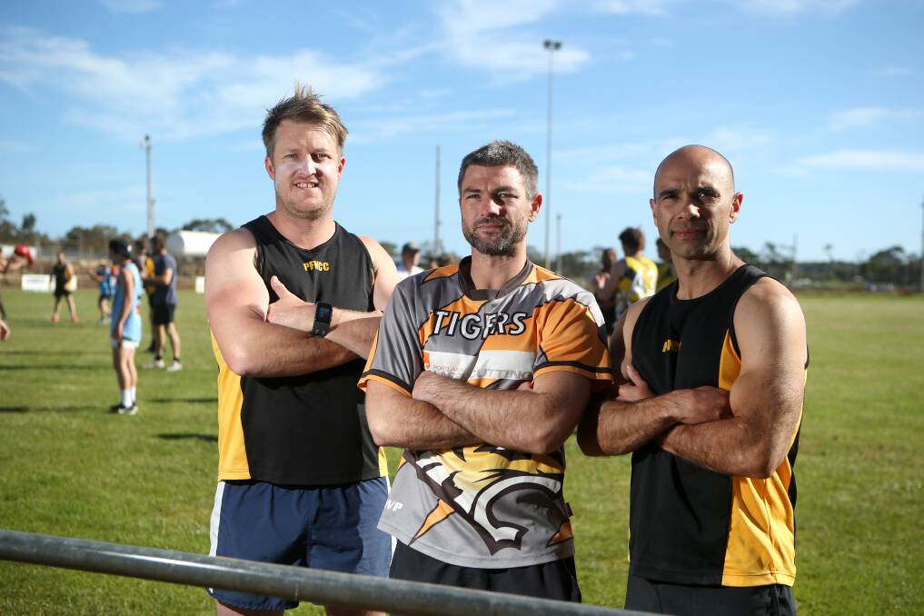 COACHING COUP: Portland mentor Luke Crane (middle) will have experienced pair Jarrod Holt and Jason Saunders to call on for advice in 2017. Picture: Amy Paton