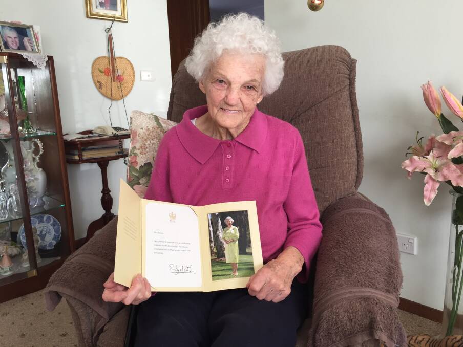 MEMENTO: Annie Brown was thrilled to get a card from the Queen congratulating her on her 100th birthday.