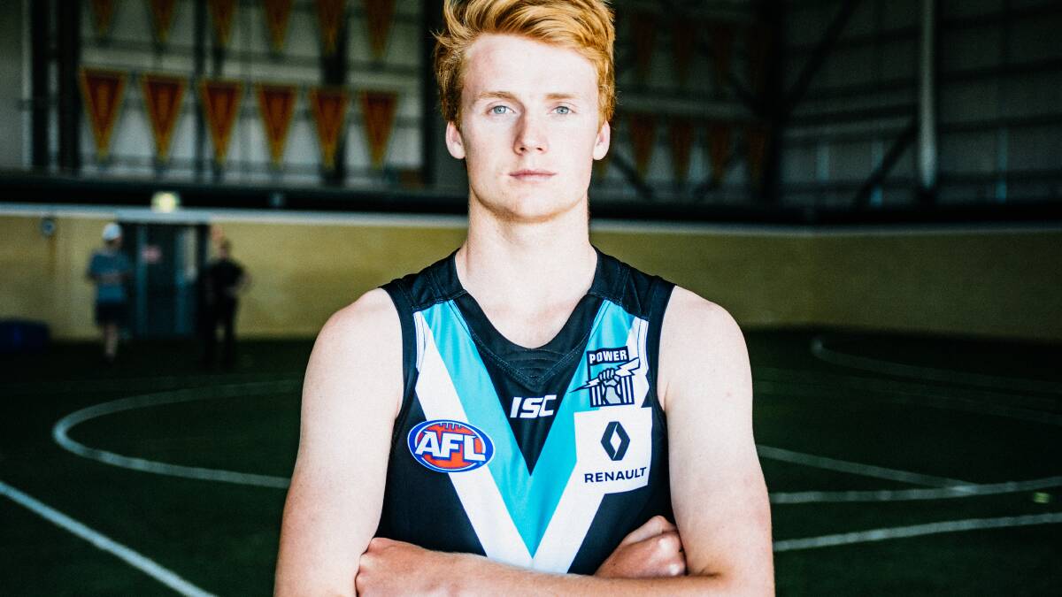 BIG ENGINE: Willem Drew was selected by Port Adelaide in the draft. Picture: Kane Chenoweth, Port Adelaide Football Club