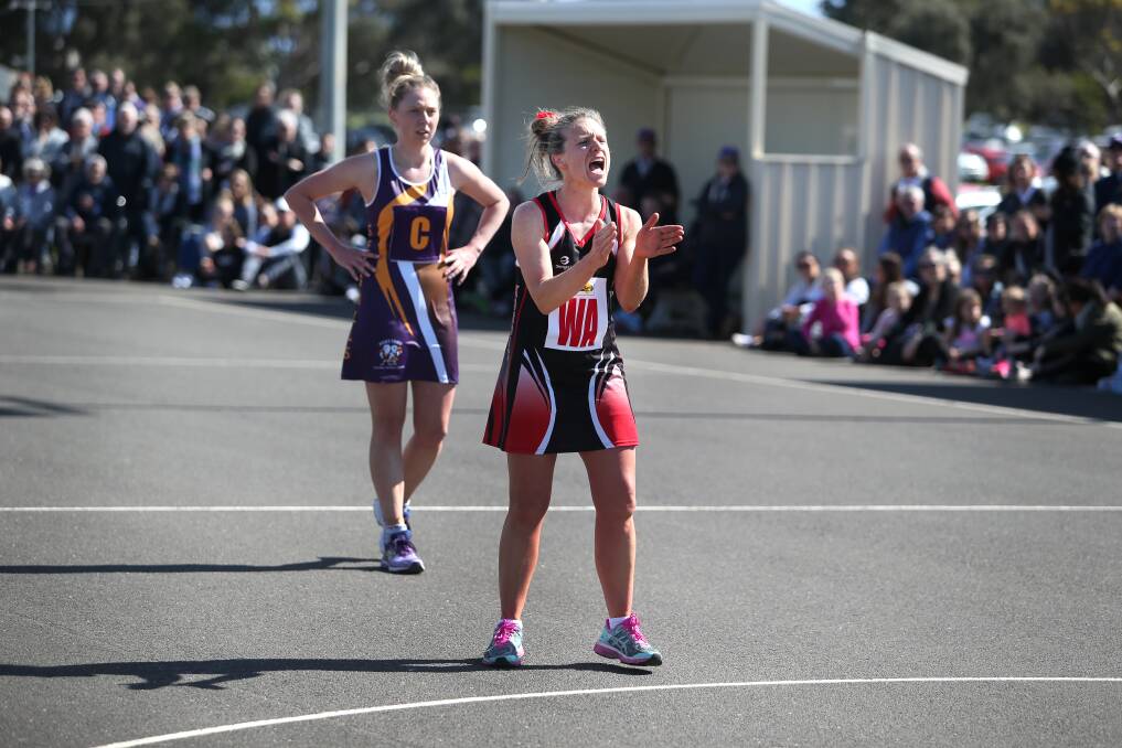 STEPPING DOWN: Outgoing Koroit coach Jacqui Bowman cheers her players on during their Hampden league preliminary final loss to Port Fairy. Picture: Amy Paton