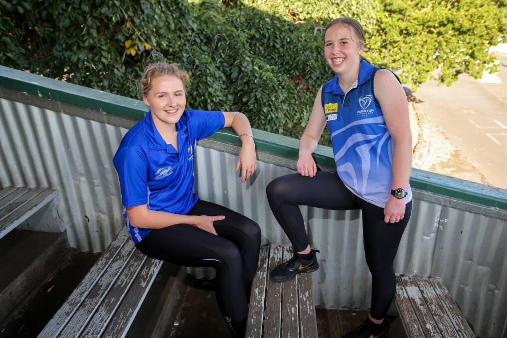 STEPPING UP: Eve Duckmanton and Teagan McIntosh are aiming to lift Hamilton Kangaroos back into finals contention in 2017. Picture: Rob Gunstone