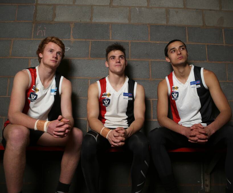 REBELS WITH A CAUSE: TAC Cup trio Willem Drew, James Gow and Jarrod Korewha will play for Koroit. Drew and Gow are two-time premiership players and Korewha is preparing for his first decider. Picture: Amy Paton