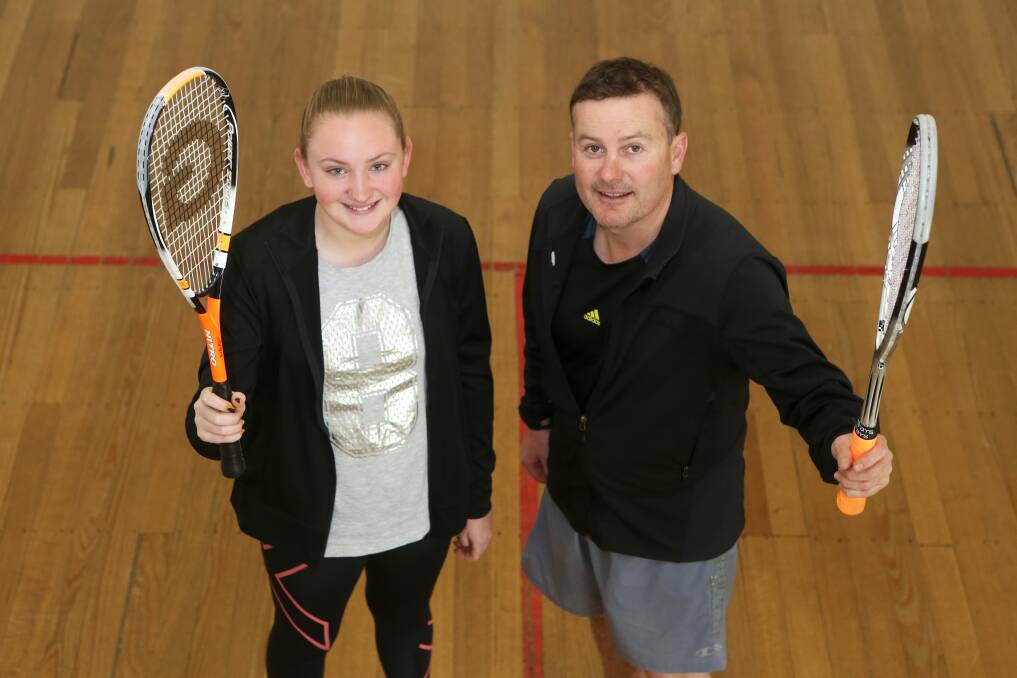 Action Squash Club pair Taylah Daffy, 13, and coach Jason Bilson hope a new junior pennant competition will attract sufficient numbers. Picture: Amy Paton