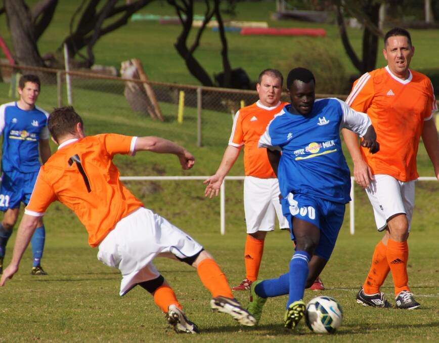 Chol Ajak, pictured playing earlier in the season, was the Rangers' sole goal scorer against Sebastopol. Picture: Paul van Rooy