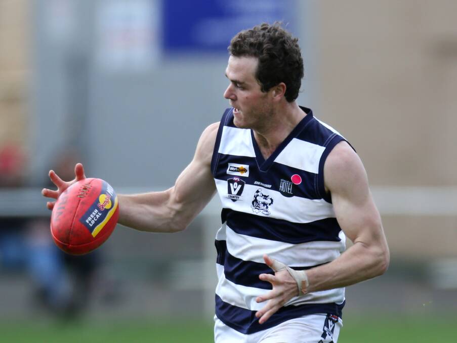 GALLANT: Allansford defender Sam Doukas was among the Cats' best in the preliminary final. But his efforts were in vain as Merrivale progressed to the grand final.