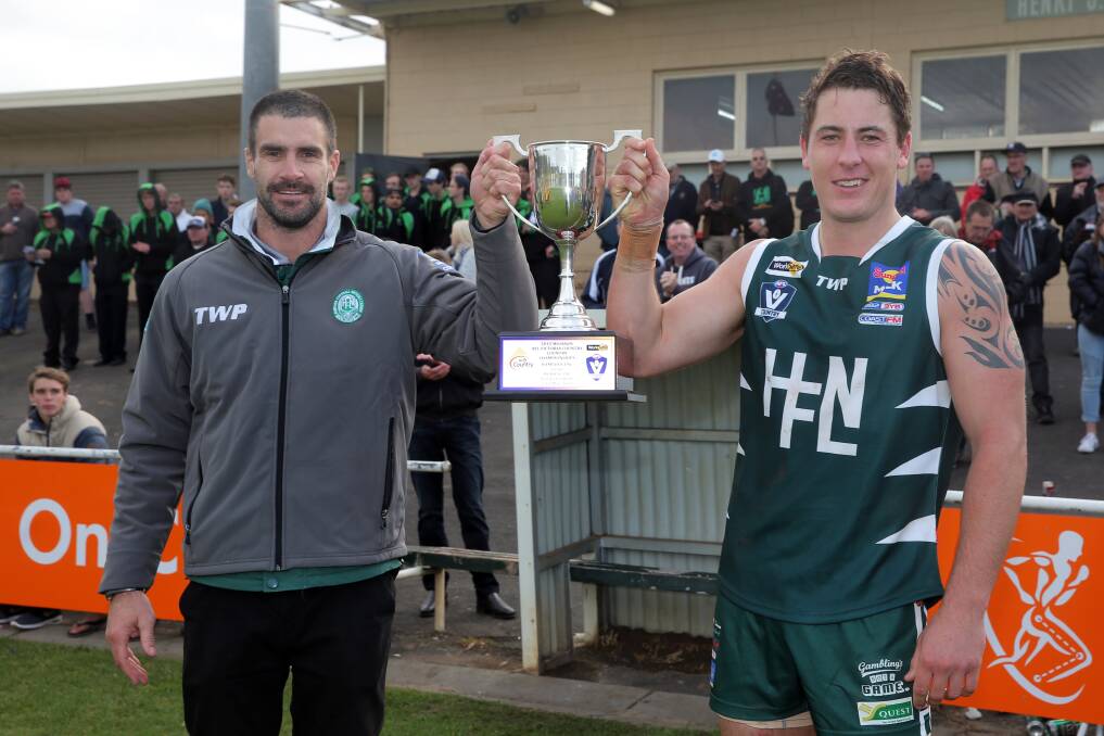 Chris McLaren (left) guided Hampden to an interleague triumph in May. He is pictured with representative captain Sam Cowling.