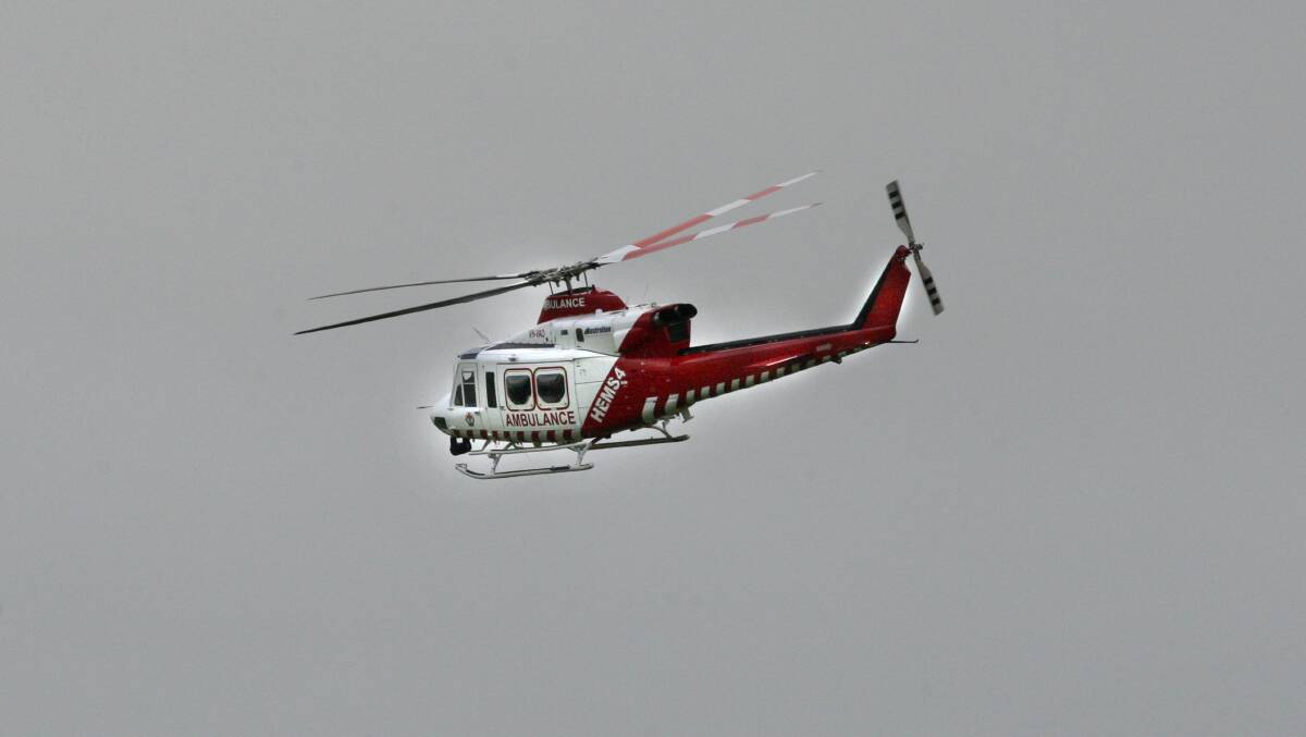 A Casterton woman was flown to Melbourne on Saturday after falling from a horse.