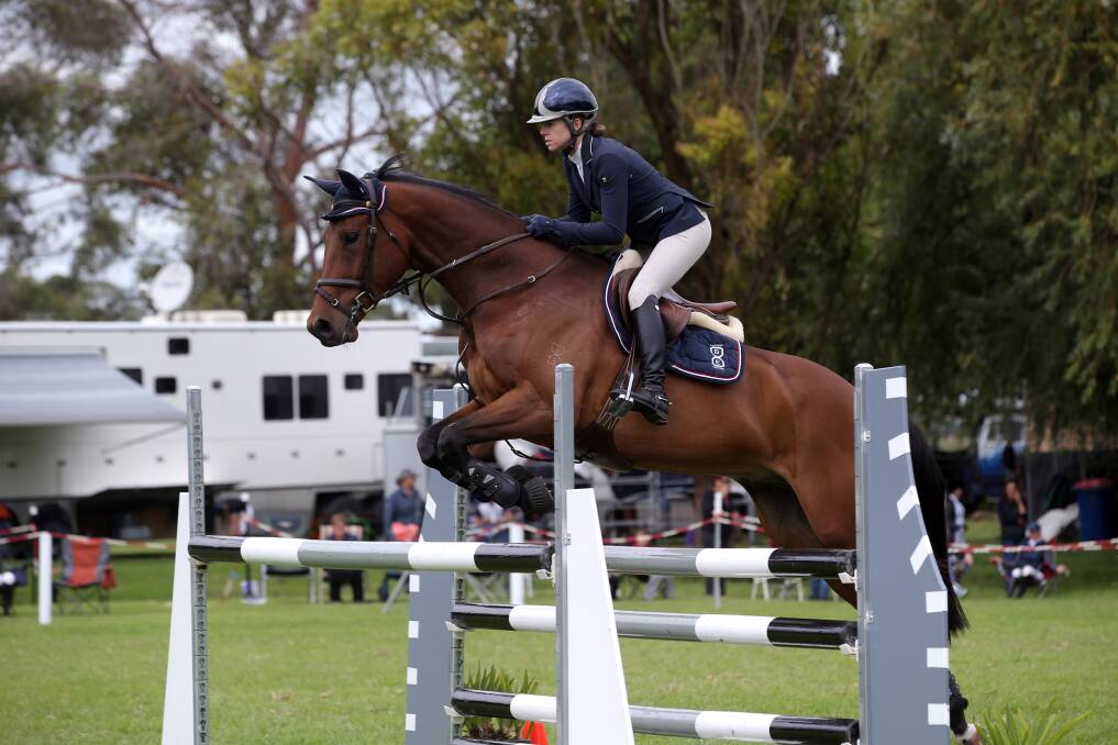 TAKING A LEAP: Warrnambool showjumper Jess Barton, pictured on Celso in 2015, will compete in Mortlake this weekend.