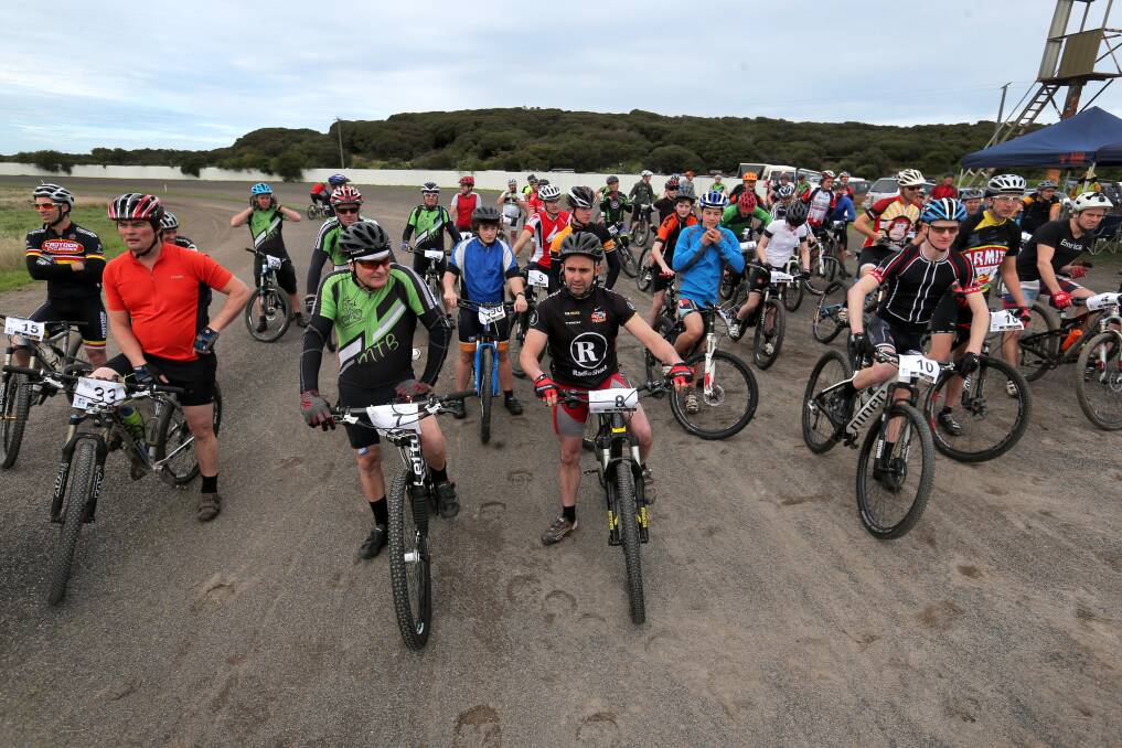BACK ON TRACK: Riders line up at the start the TP180 in 2015, the most recent running of the race. Picture: Rob Gunstone