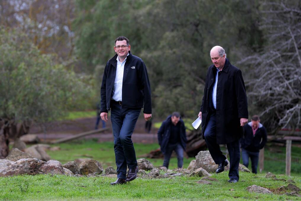 Finally: The closest Premier Daniel Andrews got to Warrnambool was when he announced a wind farm project at Dundonnell in July last year. Picture: Rob Gunstone
