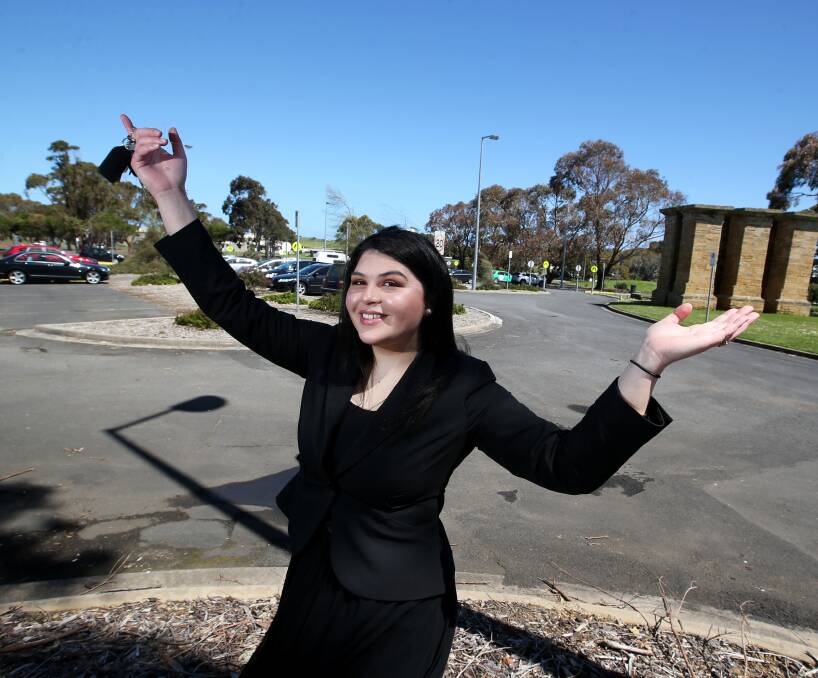 WHY WOULDN'T YOU WANT TO STUDY HERE?: Deakin University Warrnambool law student Zoe Dyer was excited about the decision to remove parking fees at the campus for this year. Picture: Rob Gunstone