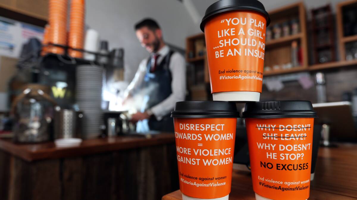 Women's Health Coffee Cups. Pictured - Women's health coffee cups will be seen in Warrnambool cafes, such as Graze, to help spread a positive message. Picture: Rob Gunstone