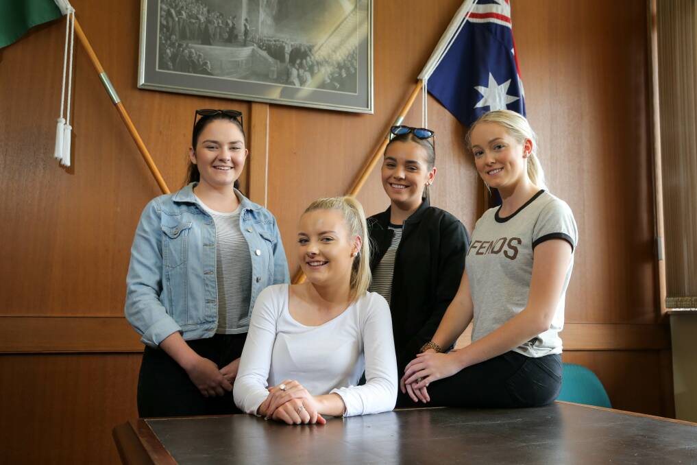 Early birds: Brauer College VCE students Ellie Wilson, Jhidyn Johnson, Skye Henry, and Rhiannon Glover received their results five-days early. Picture: Rob Gunstone