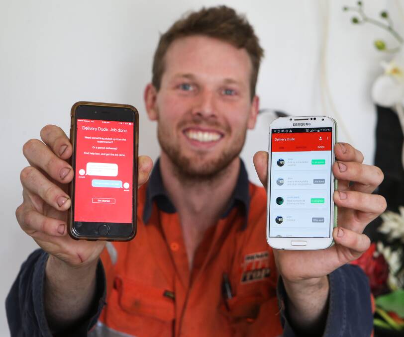 Locals supporting locals: Warrnambool's Nathan Elliott has co-created an application called Delivery Dude, available from the Apple Store. Picture: Amy Paton