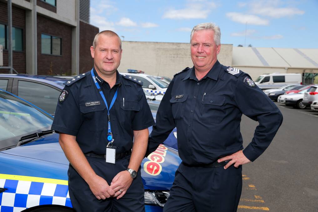 Warrnambool police Inspector Paul Marshall and Senior Sergeant Shane Keogh have been working hard on local drug issues. Picture: Rob Gunstone