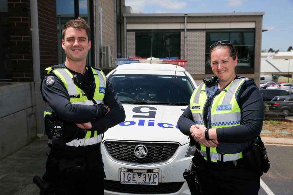Warrnambool police members Constable Chris Hope and Senior Constable Peta Blackett-Smith have been on the front line of the drug issue. Picture: Rob Gunstone