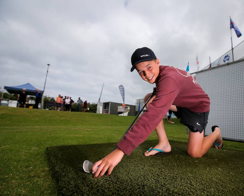 ACE: Daniel Cassidy, 12 of Ballarat, became the youngest to shoot a hole-in-one on Monday afternoon at the Rotary Club of East Warrnambool's annual competition. Picture: Rob Gunstone