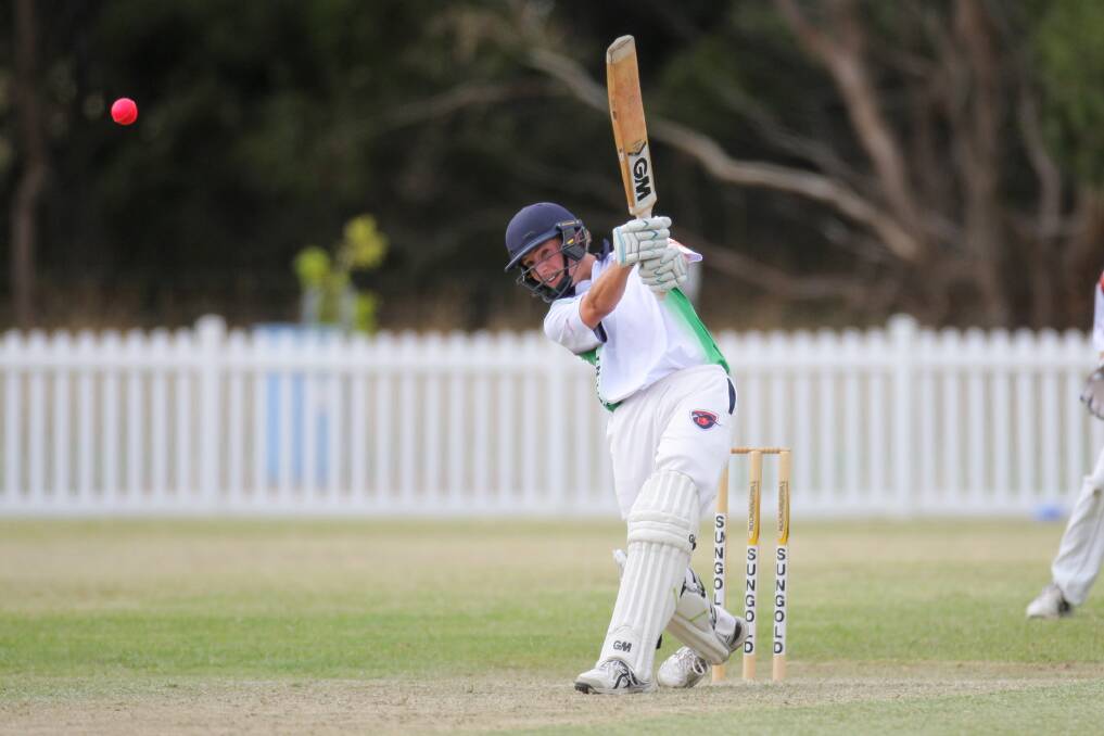 STRENGTH: West Gambier's Bowen Hosking plays a massive shot during the final of the Sungold Twenty 20 Cup. Picture: Morgan Hancock