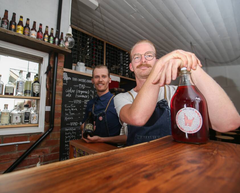 WINE TIME: Lucy bar co-owners Will Shepherd and Severin Staaleson are hosting a wine weekend at the popular Ozone Walk laneway venue on Saturday. Picture: Amy Paton