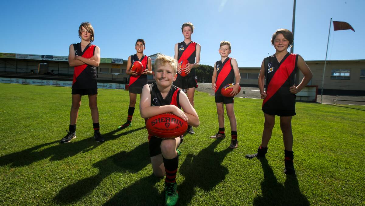 TALENT: Bombers under 14.5 players Ryan Scoble, Jake Shircore, Charlie Hoye, Dylan Scoble, Darcy Hoye and Dylan Shircore. Picture: Rob Gunstone