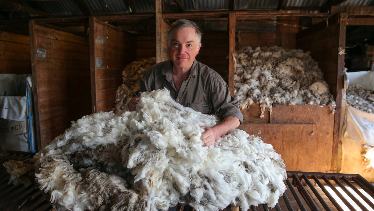 Top returns: Wangoom merino wool producer Roger Wilkinson is among those happy with the strong market for fine wool. Picture: Rob Gunstone