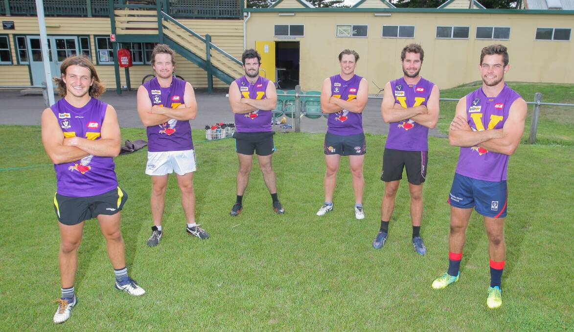 STATUS QUO: Port Fairy will take an unchanged leadership group into season 2017, with Dan Nicholson (far right) again appointed captain. Picture: Morgan Hancock