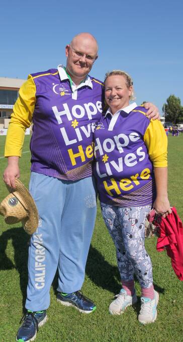 Champion: Peter Ryan, pictured with supporter Juanita Betts, won the "Spirit of the Relay" award after walking for most of the 18 hours of the Corangamite Relay for Life.