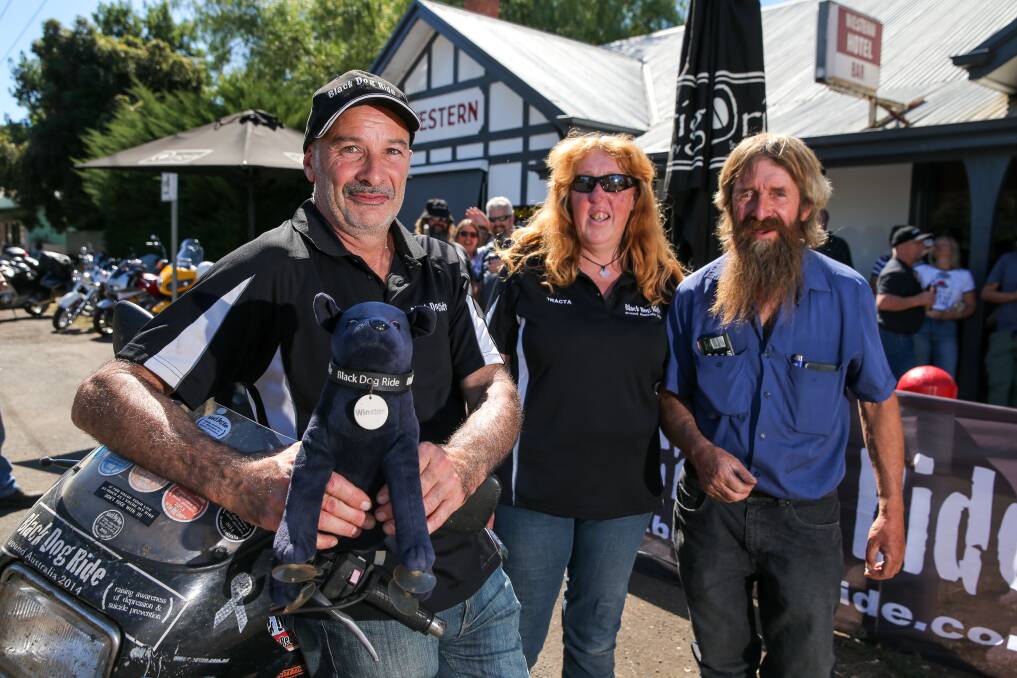 Good result:  Black Dog Ride organisers Neil Wiltshire, Heather Muskee and Jeff Leyonhjelm were happy with the turn out for the ride last Sunday. Picture: Rob Gunstone