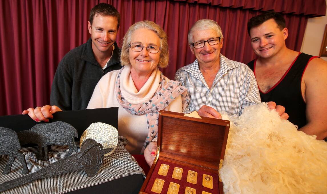 Gold fever: Aaron, left, Susan, David and Gavin Rowbottom have again won the trophy for the world's best fleece. Picture: Rob Gunstone