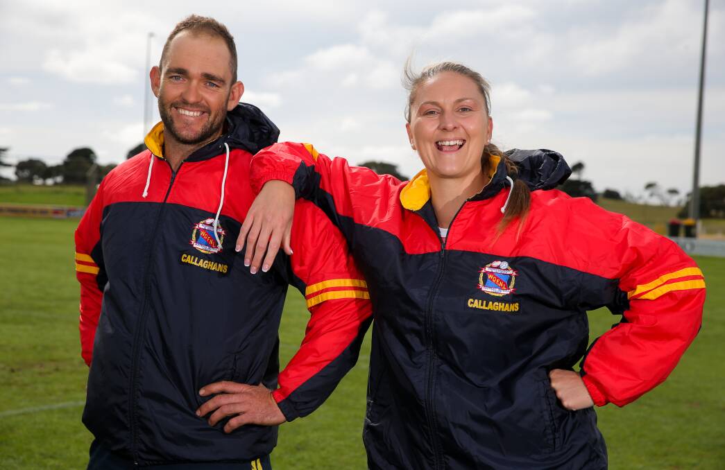 TOP DOGS: Dennington's Darcy Lewis and Katie Burt have been named as the WDFNL interleague football and netball coaches respectively. Picture: Rob Gunstone