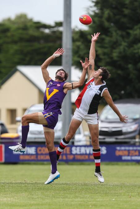 IN THE MIX: Ruckman Sandy Robinson, from Port Fairy, and Jeremy Hausler, from Koroit, are part of the initial HFNL 44-man interleague squad. Picture: Amy Paton