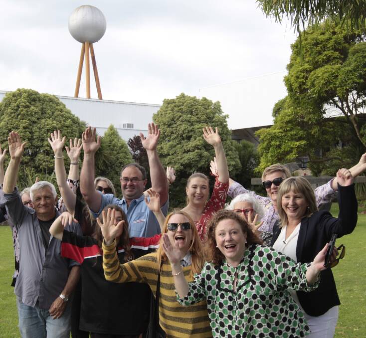 Excited: Fans of Warrnambool's Silver Ball show their delight at the news of a $70,000 state government grant to upgrade the famous icon. Picture: Everard Himmelreich
