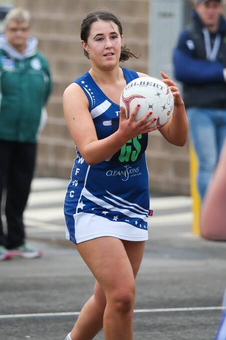 LEADING BLUE: Taylah Antonio, pictured earlier this season, shot 31 goals in Warrnambool's big win over Hamilton Kangaroos at Melville Oval on Saturday. Picture: Morgan Hancock