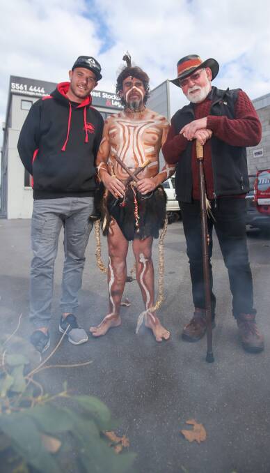 Liberating: Shannon Turner, Brett Clarke and Rob Lowe snr at the smoking ceremony held in part of Warrnambool's CBD that has an inglorious history.