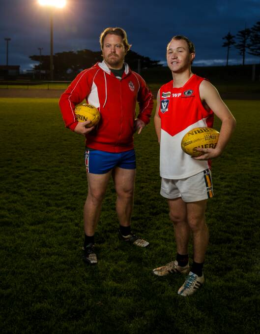 STATE PRIDE: Warrnambool South Hurricanes footballers James "Casper" Lyons and Luke "Burner" Byrne have been selected in the Vic Country squad for the National Inclusion Carnival on the Gold Coast. Picture: Rob Gunstone