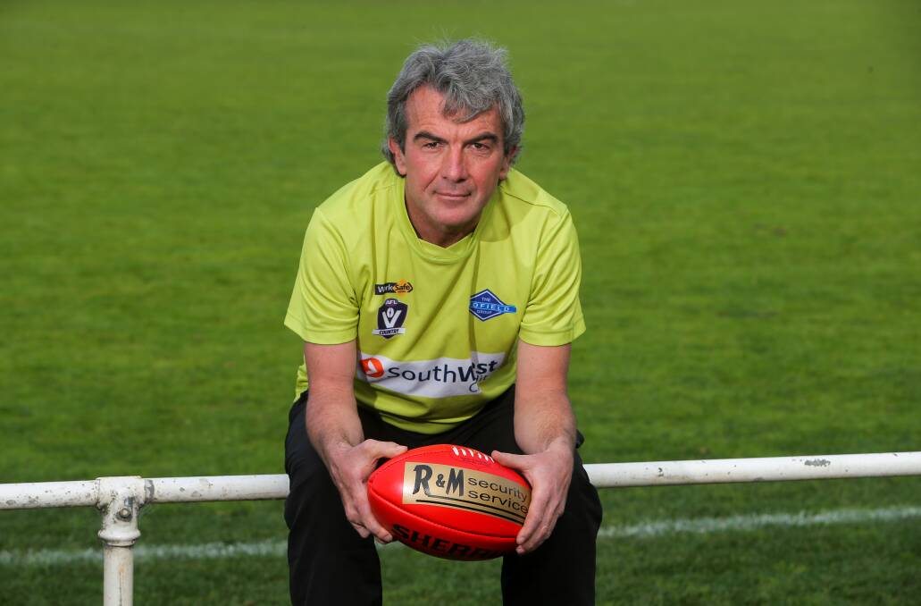 MILESTONE: Warrnambool football umpire Cory Mahony will take the field for his 500th game this weekend, after celebrating his 450th game as a field umpire last week. Picture: Rob Gunstone