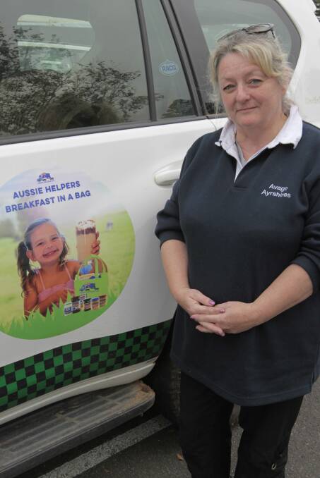 Support: Heywood's Lyndy Morris from Aussie Helpers is promoting the "Breakfast in a Bag" for struggling south-west dairy farm families. People can donate breakfast items to the initiative at local Bendigo Bank branches.  