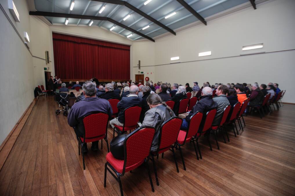 WHERE TO NOW: The public meeting held in the Koroit Theatre last week to discuss the future of banking in Koroit.  Picture: Amy Paton