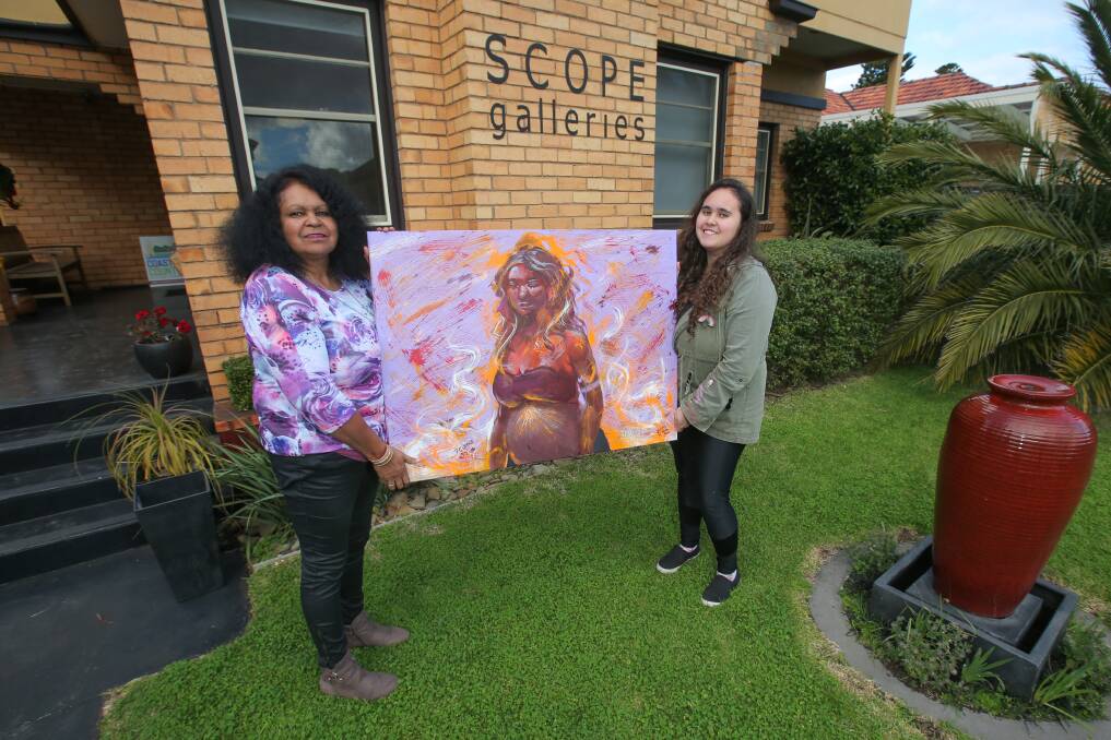 Kinship: Indigenous artists Fiona Clarke and Trish McKean are showcasing their mother-daughter connection in art at Warrnambool's Scope Galleries this month. Picture: Morgan Hancock