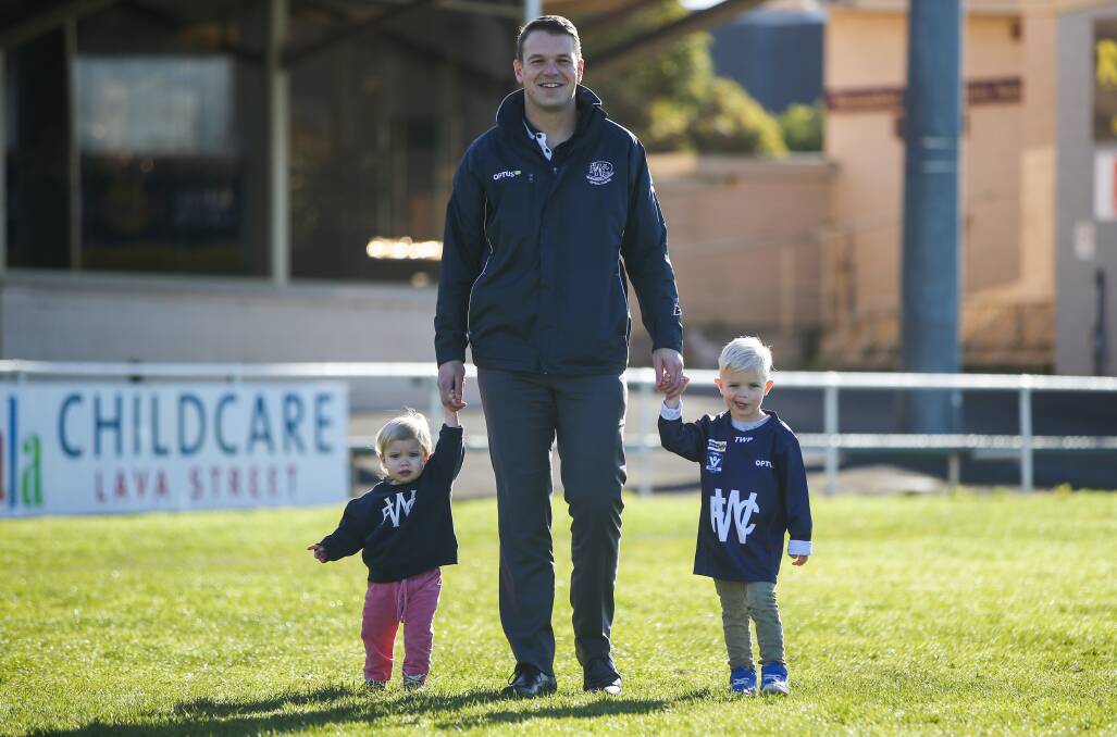 FAMILY MAN: Warrnambool's Andrew McCarthy, pictured with his children Olivia, 17 months, and Will, 3. Picture: Morgan Hancock