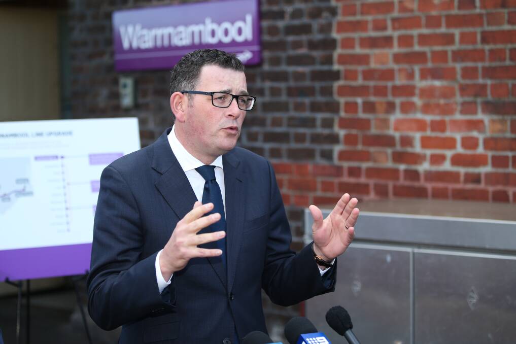 Getting it on track: Premier Daniel Andrews said the Warrnambool train line had been "stuck" when he visited last July. Picture: Morgan Hancock