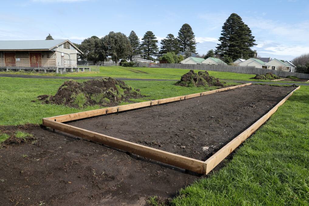  Garden beds appear to have been created along Regent St, Port Fairy, along the block containing the Railway Goods Shed. Picture: Rob Gunstone