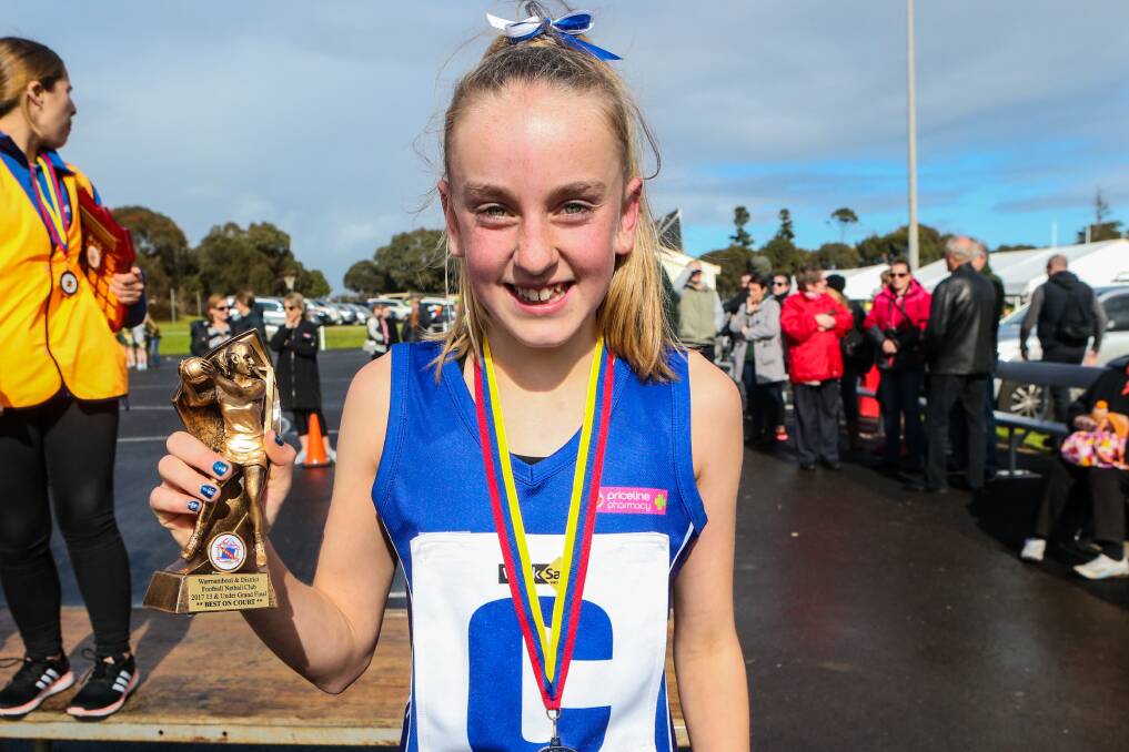 What a star: 2017 WDFNL 13 and under netball best on court Russell Creek's Charlotte van der Starre. Picture: Christine Ansorge