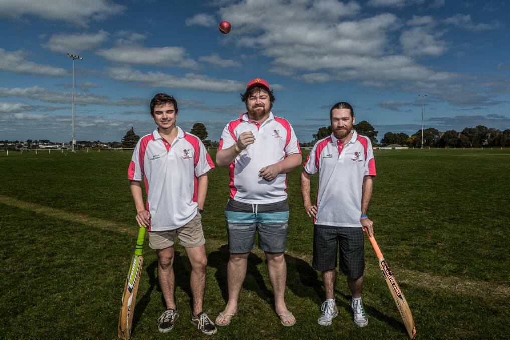 STRONG START: Wangoom has started its season on the perfect start with a win over Hawkesdale. Pictured is Matt Parkinson, Jethro Serle and Lachie Morrison. Picture: Christine Ansorge