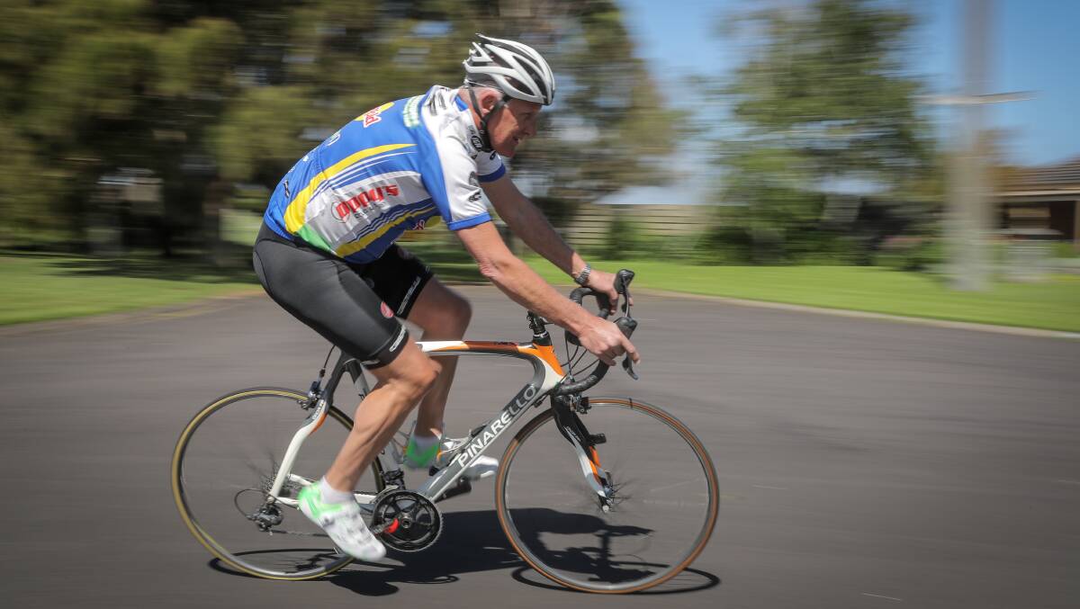 GEARING UP: Warrnambool Veterans Cycling Club rider Jim Dart is looking forward to a good race in the Bill Long Memorial handicap on Saturday. Picture: Rob Gunstone